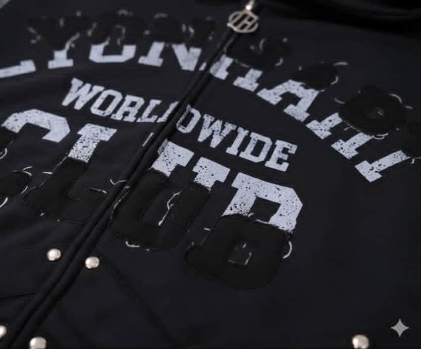 LyonHart "Worldwide Club" Distressed Zip Hoodie