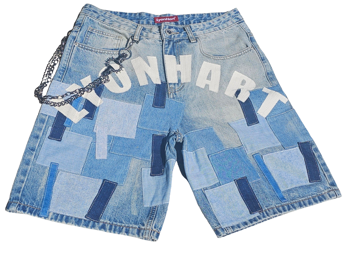 Fade & Flex Patchwork Denim Shorts