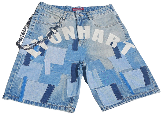 Fade & Flex Patchwork Denim Shorts