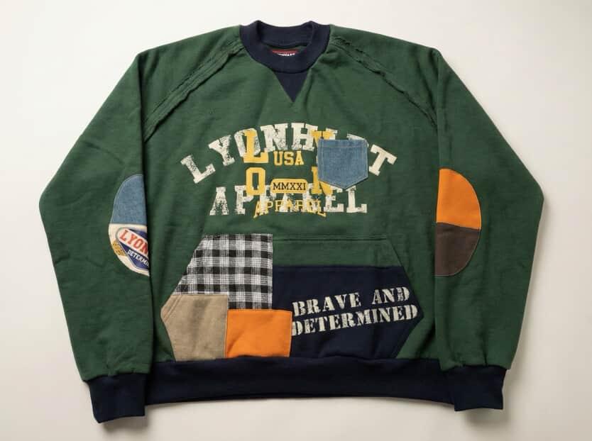 LyonHart Brave & Determined Heritage Patchwork Crewneck