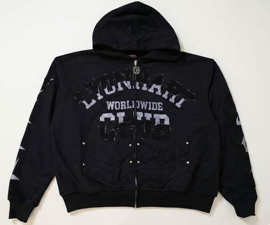 LyonHart "Worldwide Club" Distressed Zip Hoodie
