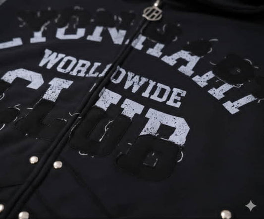 LyonHart "Worldwide Club" Distressed Zip Hoodie